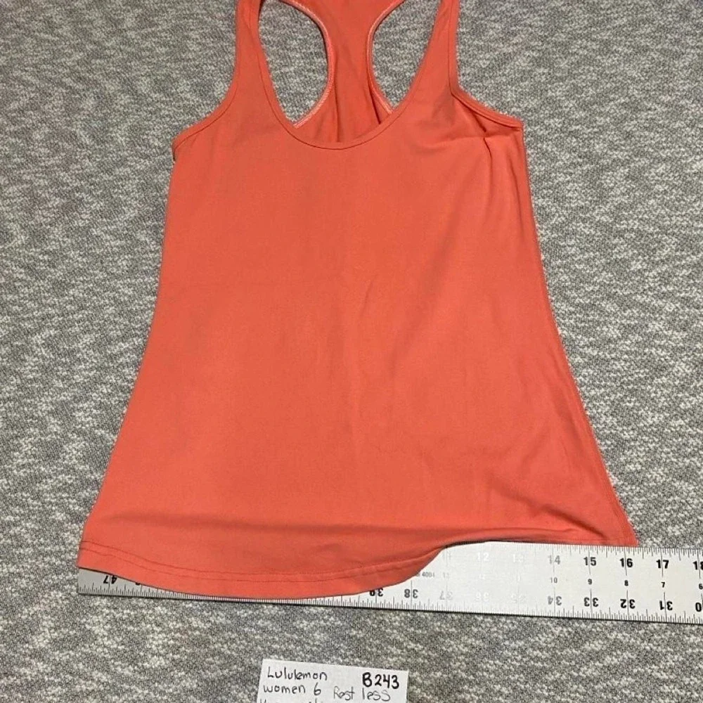 Lululemon Women's 6 rest less Yoga Active Top Orange. SKU-B243